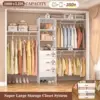 96 Inches Closet System, 8FT Walk In Closet Organizer with 3 Shelving Towers, Heavy Duty Clothes Rack 2
