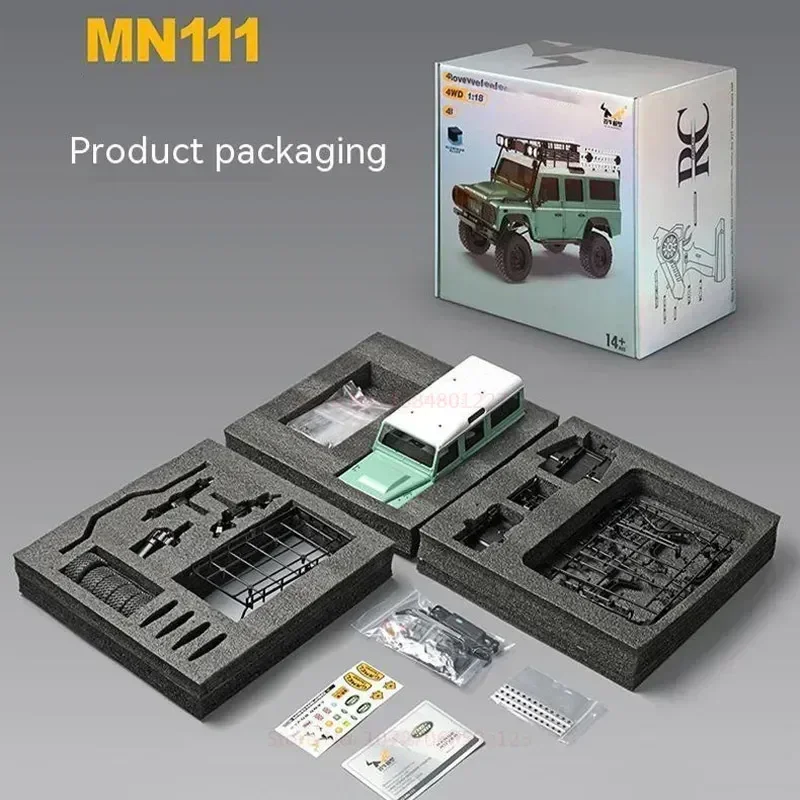 알루미늄 바디 쉘 4wd 180 모터 LED 라이트 포털 Axl 리모컨 클라이밍 자동차 완구, Mn111 RC카 D90 D110 키트 버전 1/18