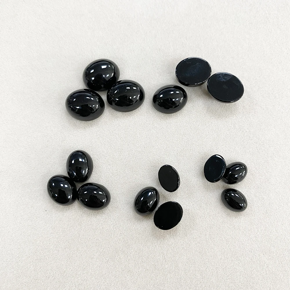 Factory Natural Black Onyx Lustrous Sheen Protection Stone Smooth Texture Oval Gems ​for Ring Earring Jewelry Making
