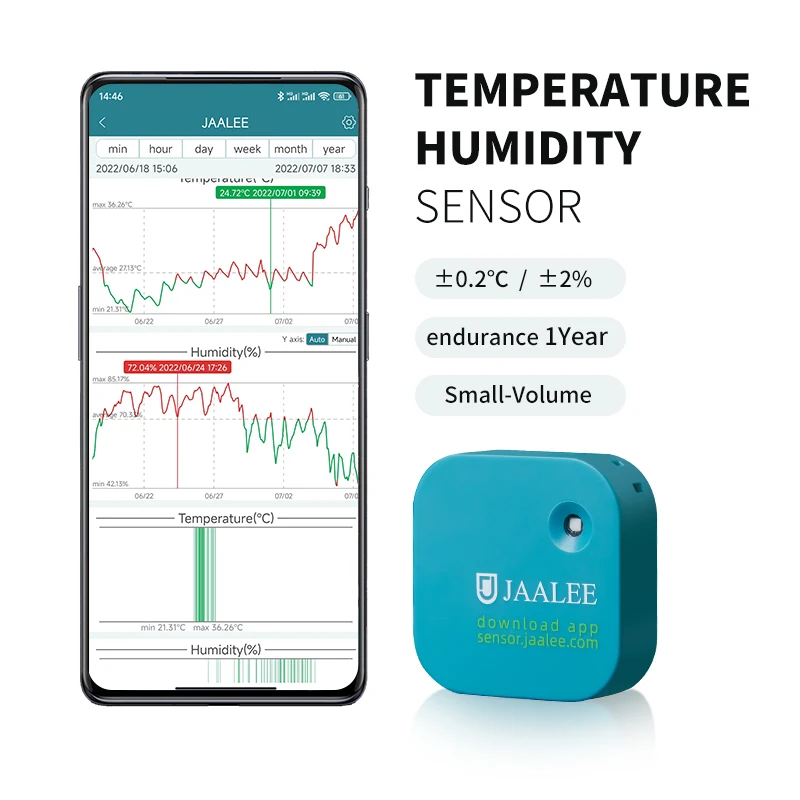 JAALEE JHT Water-Resistant Indoor/Outdoor  Temperature/Humidity/Dewpoint/VPD Smart Sensor  Thermometer/Hygrometer Logger Export jaalee wireless temperature humidity dewpoint vpd smart sensor data logger export monitor refrigerator freezer reptiles humidor