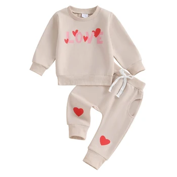 Toddler Girl Valentine’s Heart Sweatshirt Set 1