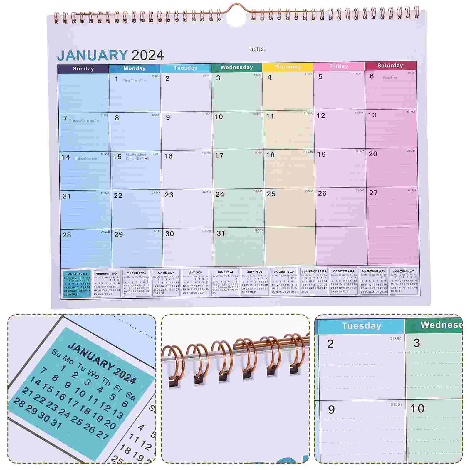 

English Wall Calendar Monthly Hanging Calendar Home Large Desk Monthly Office for Home Office Schedule Paper Year Planning Note