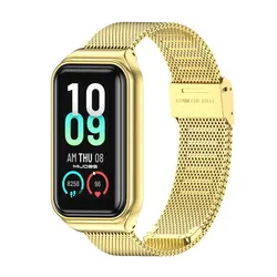 Breathable Waterproof Replacement Wristband Strap for Amazfit Band 7 (Gold Milan)