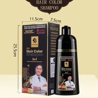 Shampoing de couleur de cheveux longue durée 3 en 1, teinture pour cheveux noirs, pour femmes et hommes, couverture de sécurité à base de plantes naturelles, crème pour cheveux blancs et gris 6