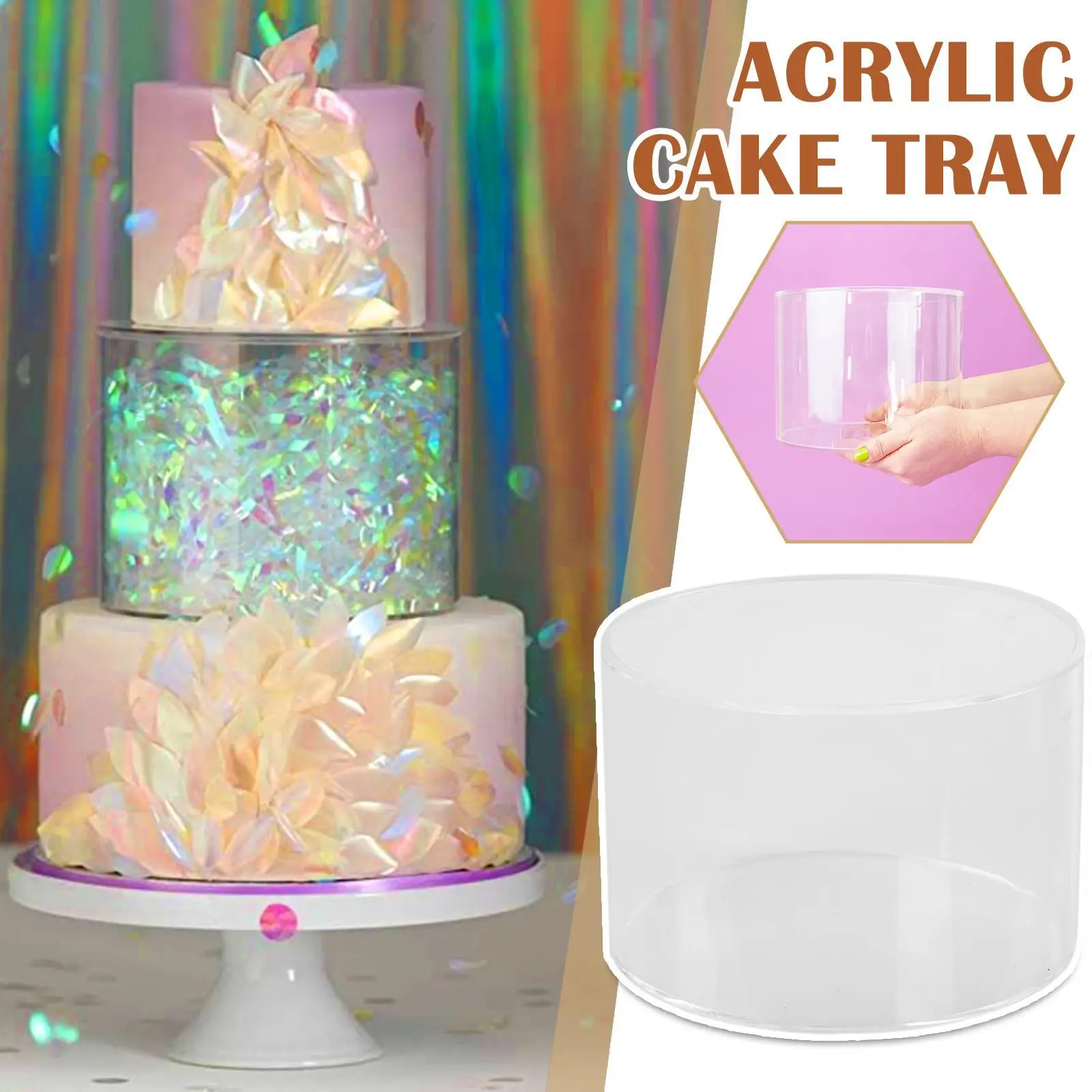 RoundTransparentAcrylicCakeDisplayBoardRefillableCakeTrayCake