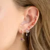 New ins Vintage Pink Heart Zircon Earring Gold-plated Exquisite Universe Moon Stud Earrings Set For Women Girls Fashion Jewelry 5