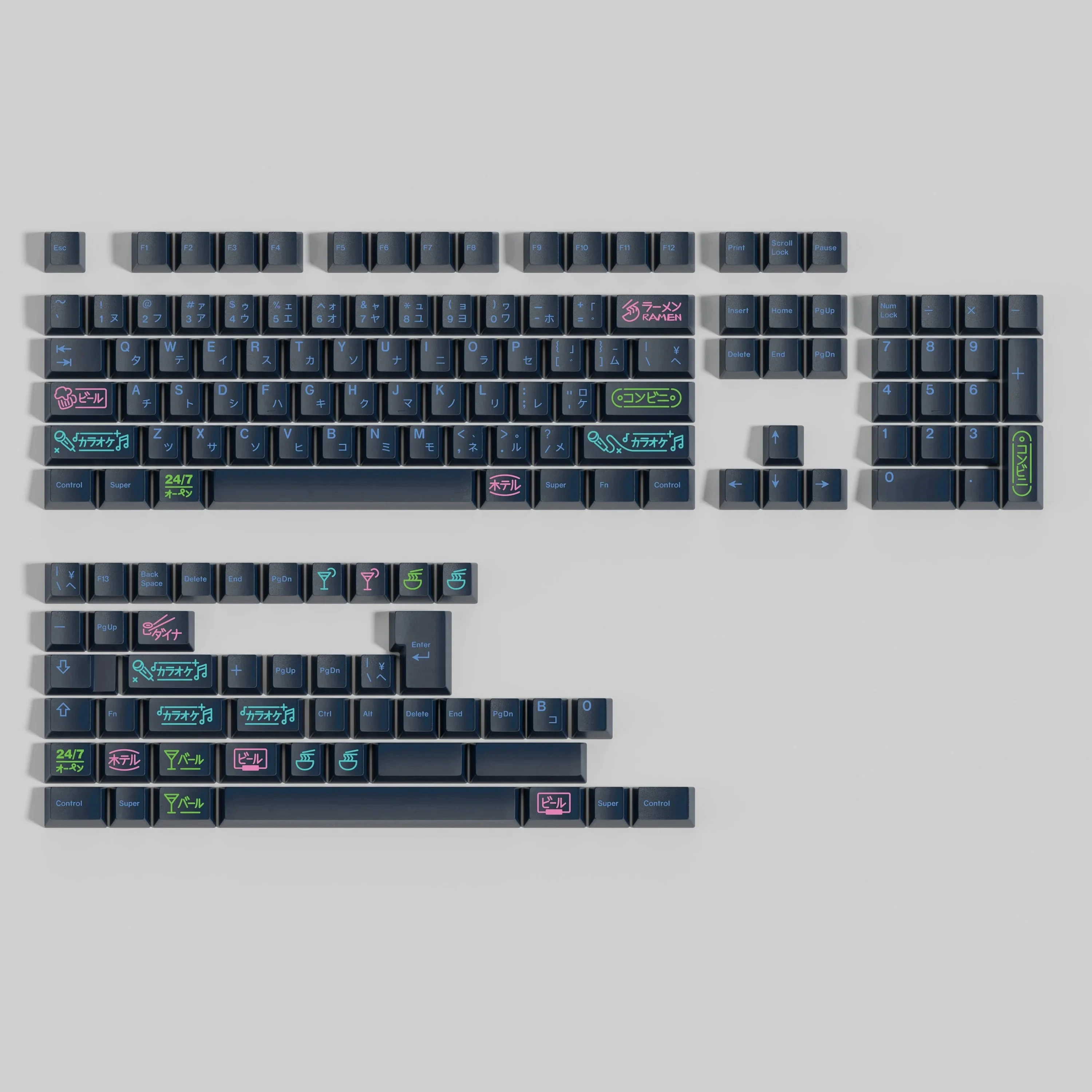 Teclas Nightlife Pbt Perfil Cereja Sublimação de Corante Interruptor mx Teclado Mecânico Duplo b Split Keybar Gmk 150 Chaves - Imagem 3