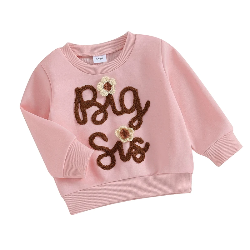 1-4Y Sweety Toddler Girl Spring Fall Pullovers Sweatshirts Letter Embrioidery Print Long-Sleeved O-Neck Sweatshirt Loose Tops