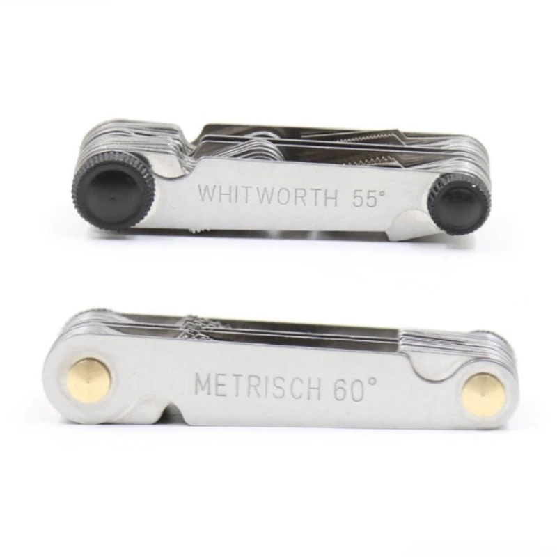 Stainless Steel Pitch Scale High Precision Measuring Tool Metric 60 and Imperial 55degree Thread Gauge Samples One Pcs 52 Blades