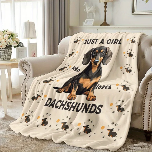 VIKAMA Cute Dachshund Soft And Comfortable Flannel Blanket Is Perfect For Naps, Camping, Traveling And Home Decoration VIKAMA Cute Dachshund Soft And Comfortable Flannel Blanket Is Perfect For Naps, Camping, Traveling And Home Decoration