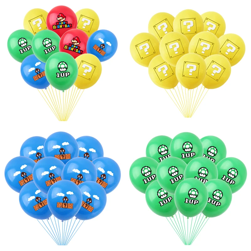 10 pcs Mario Super Mary Latex balloon set Cartoons Game themed surrounding balloons Children birthday party decoration kids toys | Дом и сад