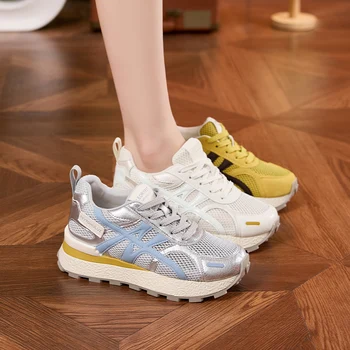 AUTUSPIN Summer Sports Shoes Women Retro Breathable Mesh Sneakers Outdoor Casual Leather Footwear Walking Hiking Female Shoes 6