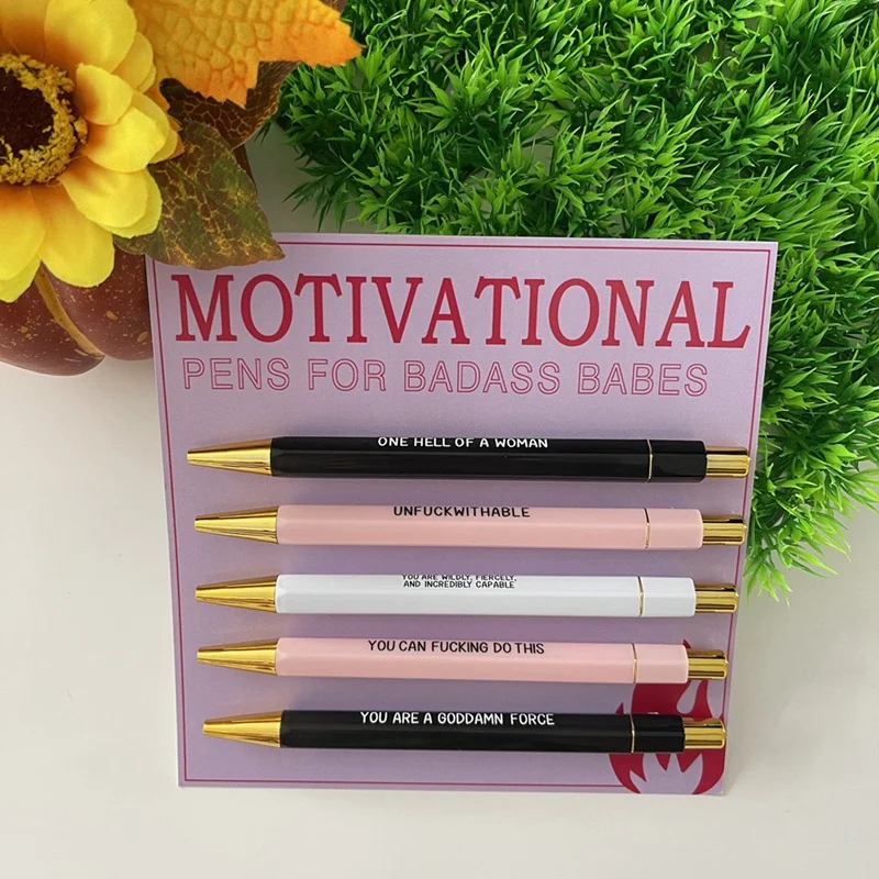 

5 PCS Motivational Badass Pen Set As Shown Office Gifts Funny Daily Ballpoint Pens