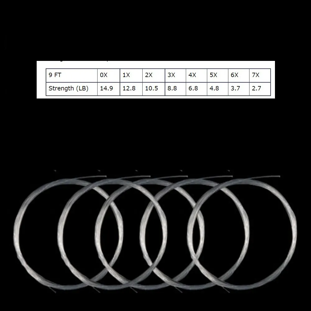 5pcs 9FT Fly Fishing Tapered Leader Fly Taper Line Leader Fishing Line With Loop Tapered Taper Leade