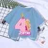2024 Kawaii Barbie Children Short Sleeves Anime Cartoon Girls Boys Round Neck T-Shirt birthday gift Y2K Kids Clothes Streetwear 5