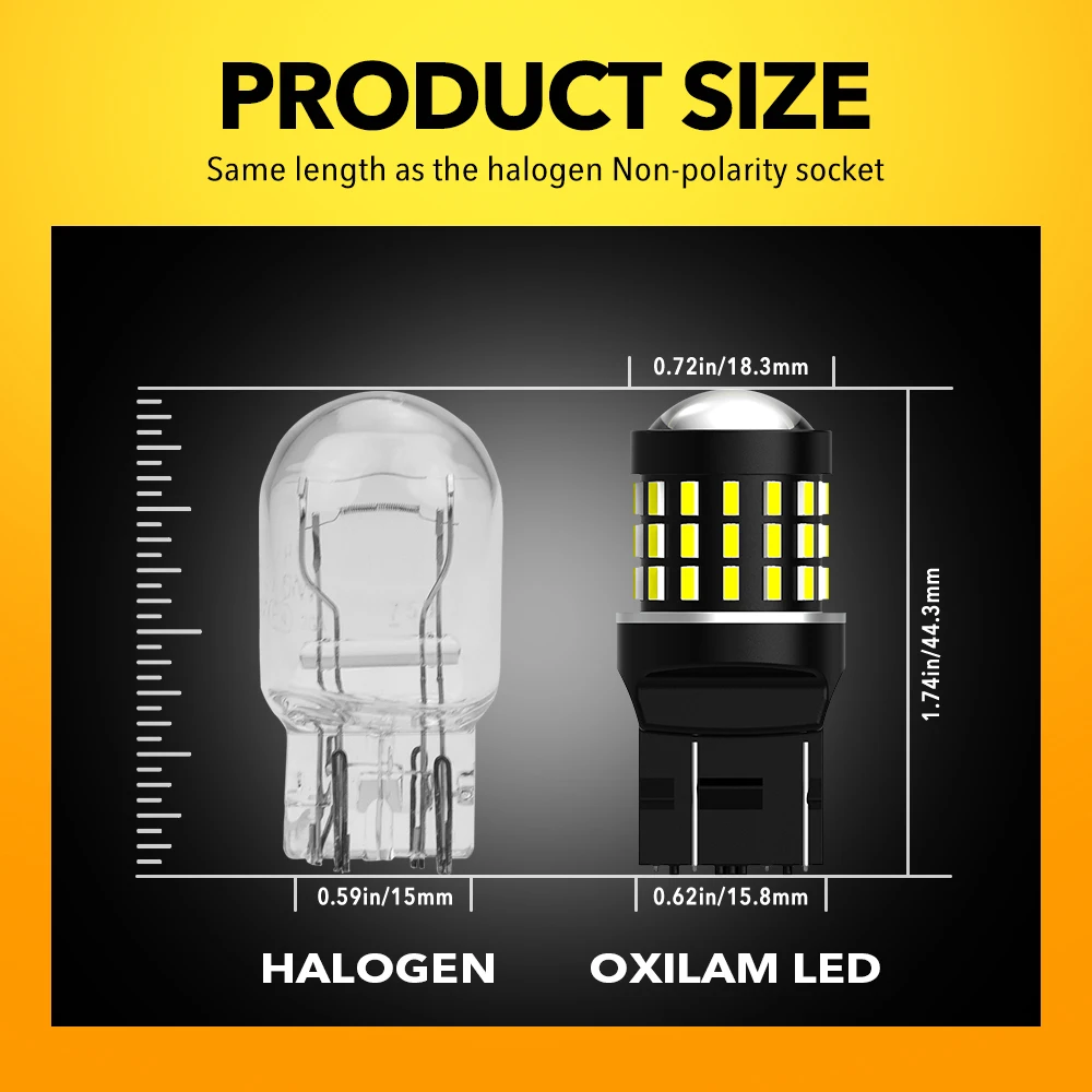 2-Pack T20 LED Canbus 7443 W21/5W Bulbs - High-Performance Position & DRL Lights