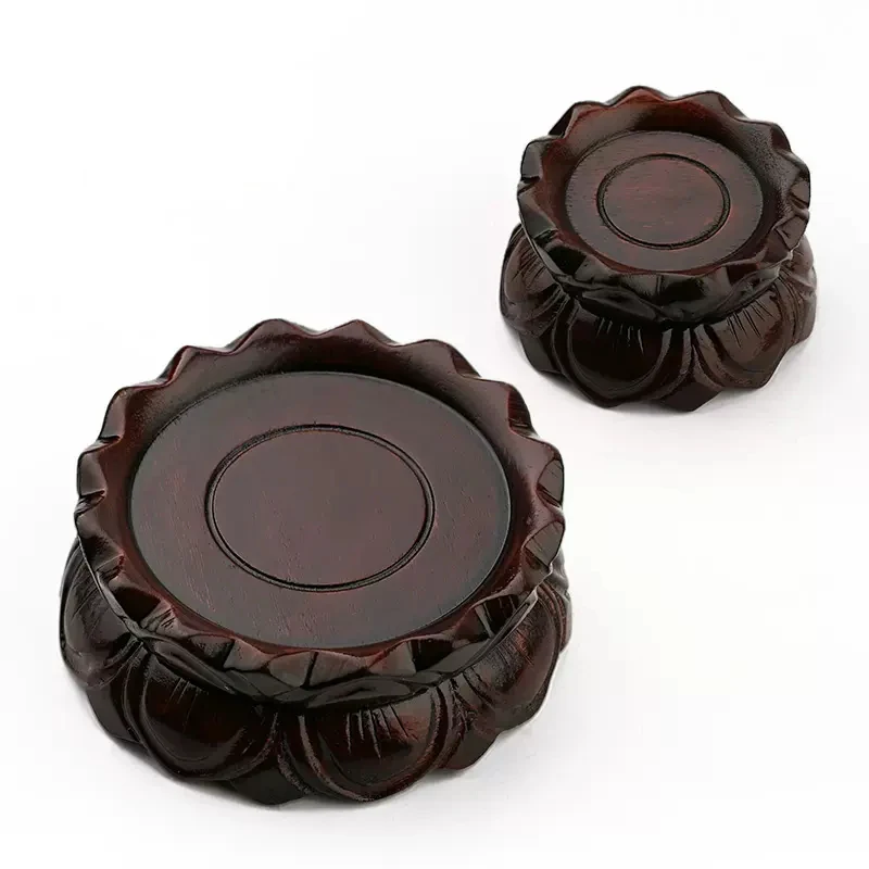 Solid Wood Round Shape Lotus Pedestal, Buddha Statue, Consecration Table, Incense Burner Base, Home Decoration