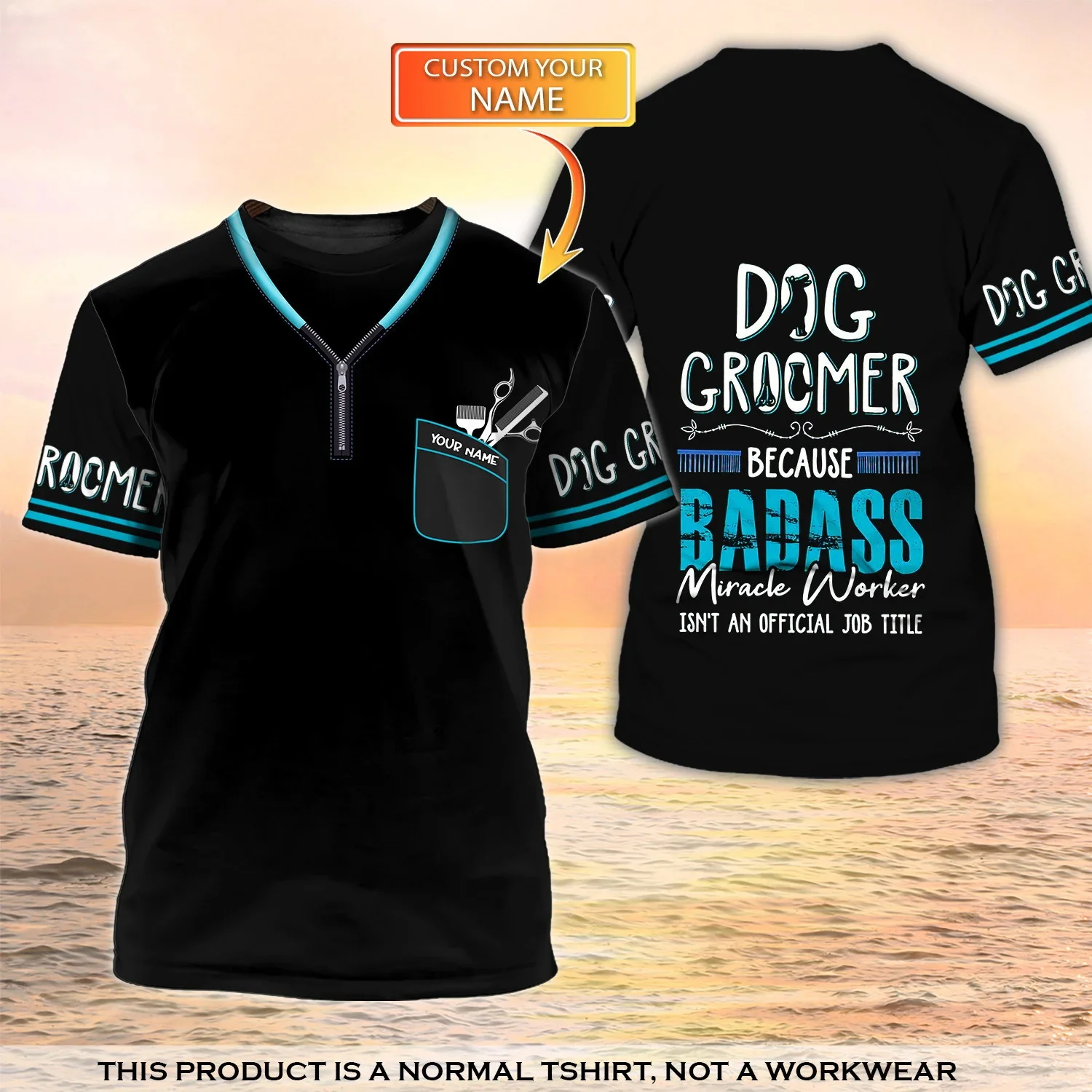 Neueste Sommer männer T-shirt Hund Groomer Pesonalisierte Name 3D Gedruckt t-shirt Unisex Casual Tops Hundesalon Salon Uniform DW151 – Detail 11