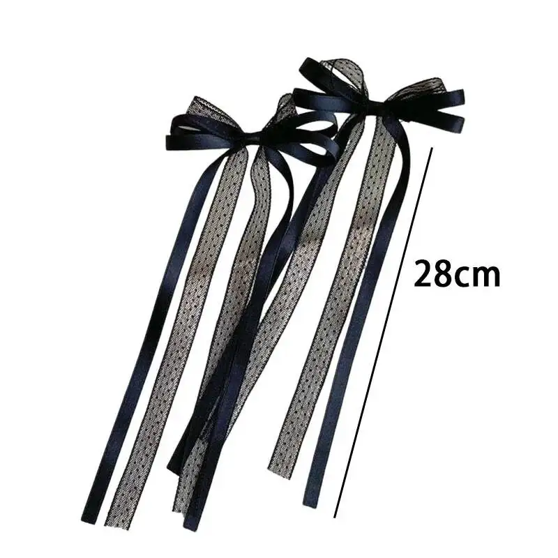 Koreanische Spitzen-Haarspange mit Schleife, trendige lange Haarspange mit Band, Haarband für Frauen und Mädchen, geflochtene Hochzeits-Haaraccessoires – Detail 4