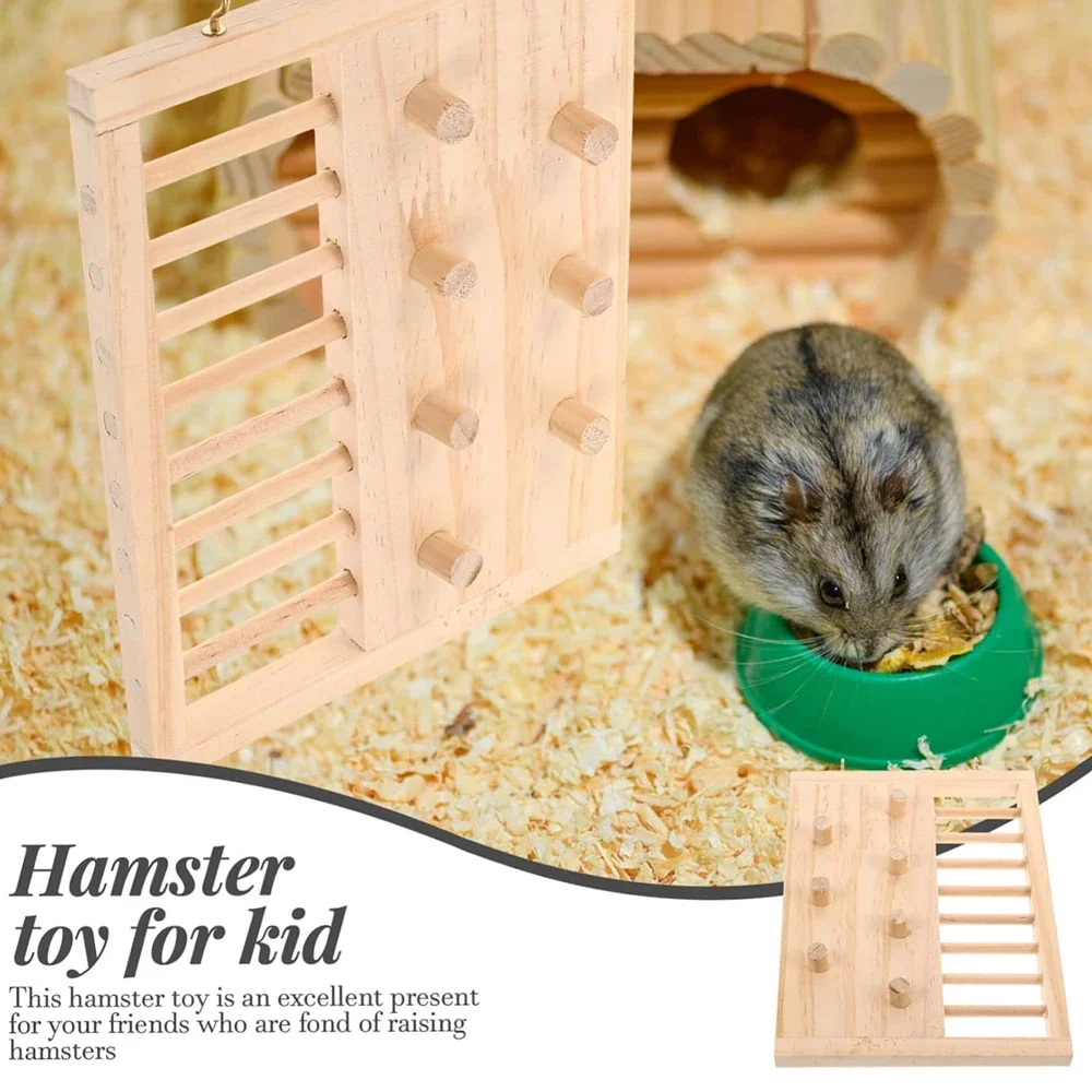 Wooden 1pc Hamster Climbing Ladder Toy Hanging Bridge Jumping Board Playground Toy for Small Animal Hamster Cage Landscaping