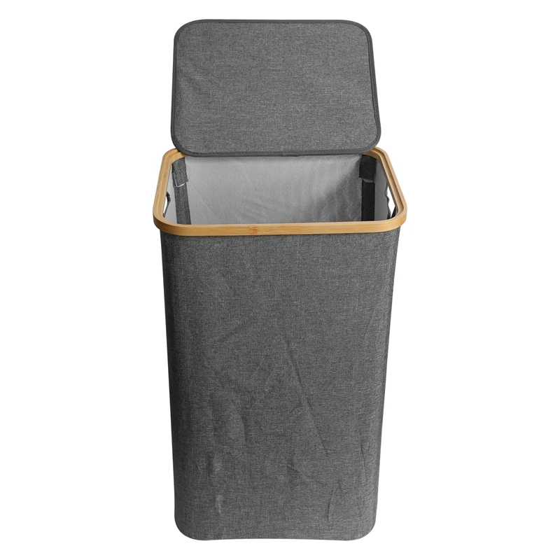 

New Clothes Hamper With Lid,Bamboo Dirty Laundry Baskets With Handle,Collapsible Laundry Hamper For Clothing Organizing