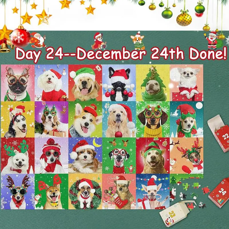 

Puzzle Advent Calendar 2023 Christmas Countdown Calendars 1008PCS Dog Puzzles Game Great Christmas Gifts For Kids Adults