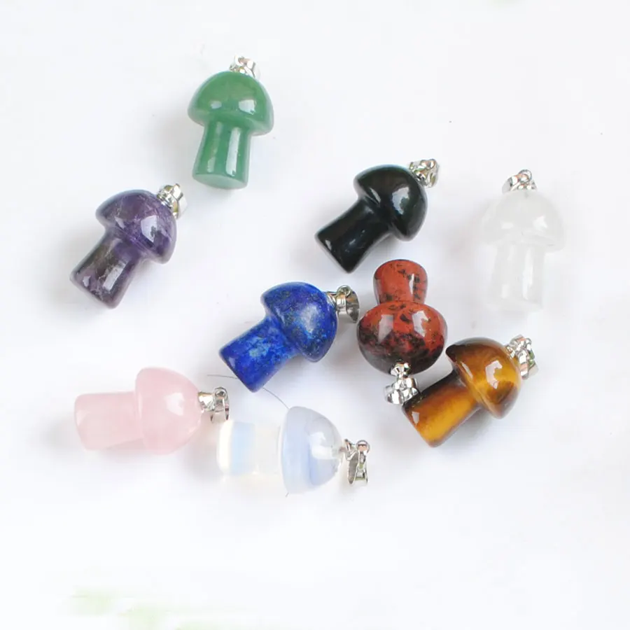 

Mixed 10Pcs Natural Gem Stone Leaf Mushroom Shape Pendants Reiki Chakra Healing Amulet Women Man Fashion Jewelry ABN521