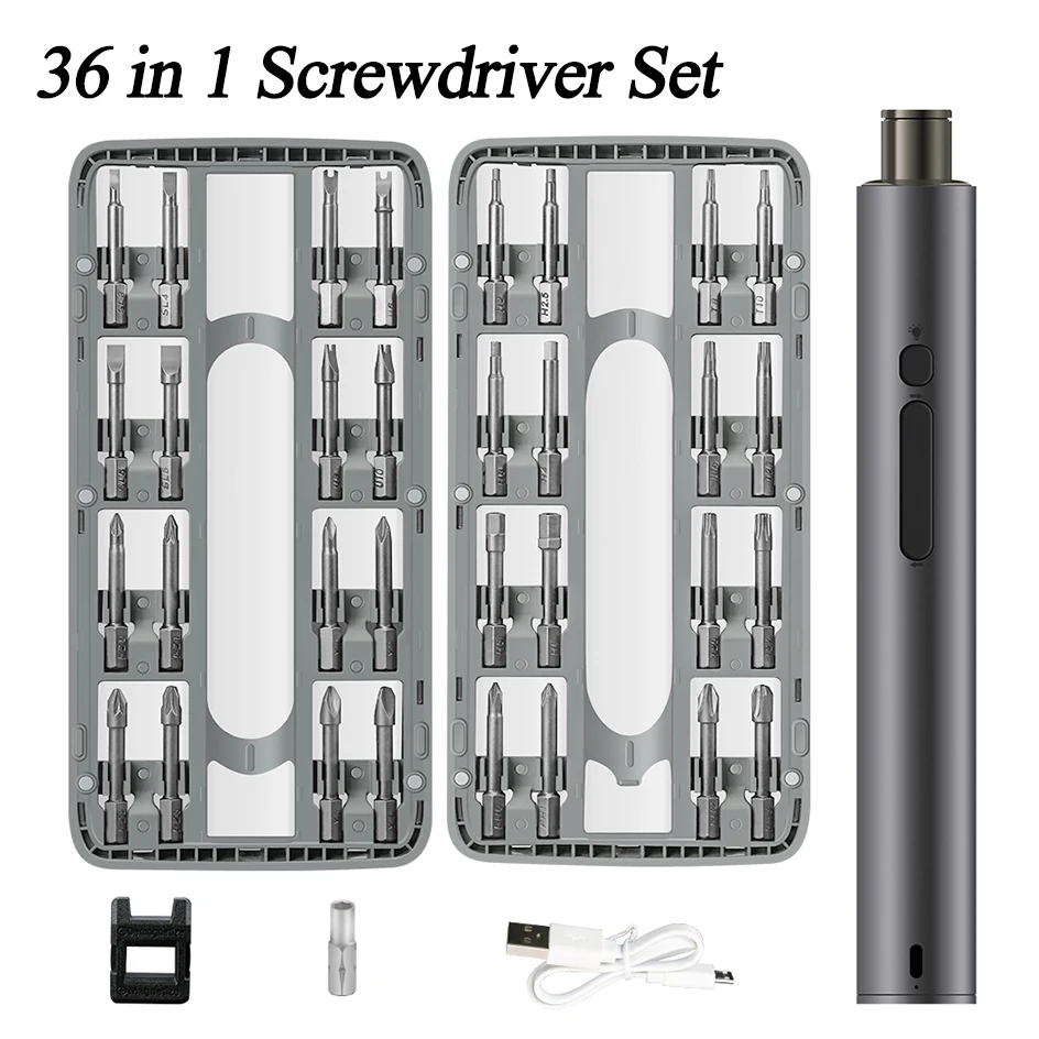 36 in 1 Electric Screwdriver Precision Set Wireless Cordless Power Tool Kit Mini Small Magnetic Bits for Xiaomi Phone Repair DIY