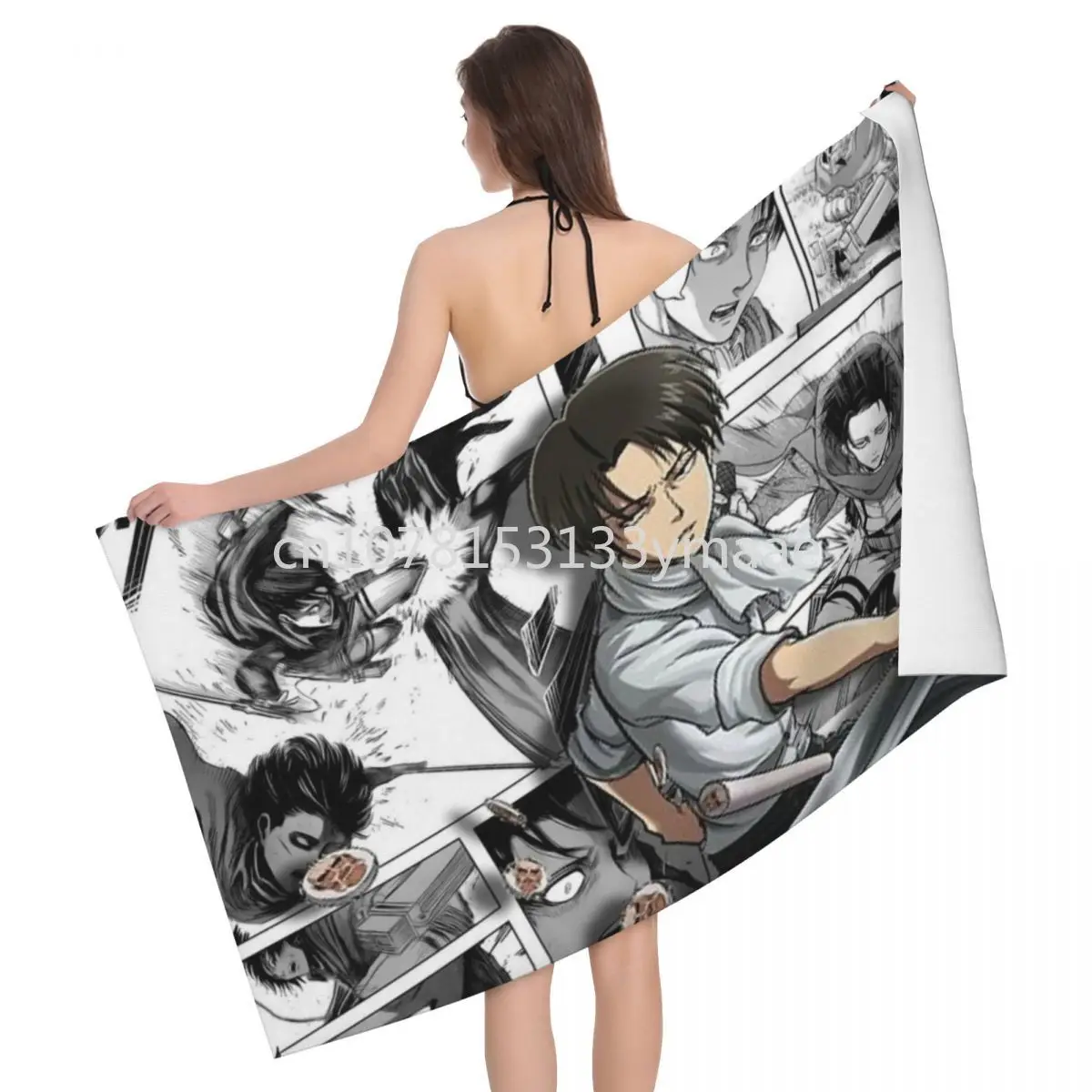 

Levi Ackerman Attack On Titan Soft Linen Microfiber Beach Bath Towel Quick Dry AOT Anime Manga Bathroom Sauna Towels