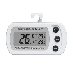 Waterproof Digital Thermometer with Large LCD Display and Magnetic Back (White)