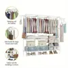67×65×13.7 in Spacious Triple - Row Black/White Metal Clothes Rack, with Shoe & Accessory Space, Made of Durable Plastic 6