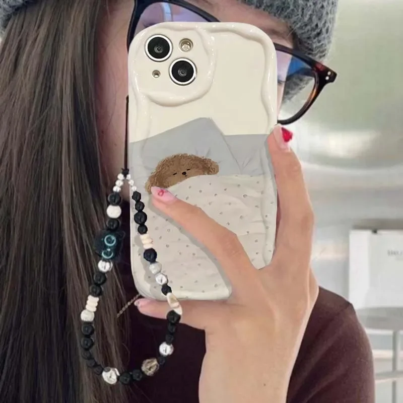 Chic Black Cat Wrist Chain Phone Case Cover