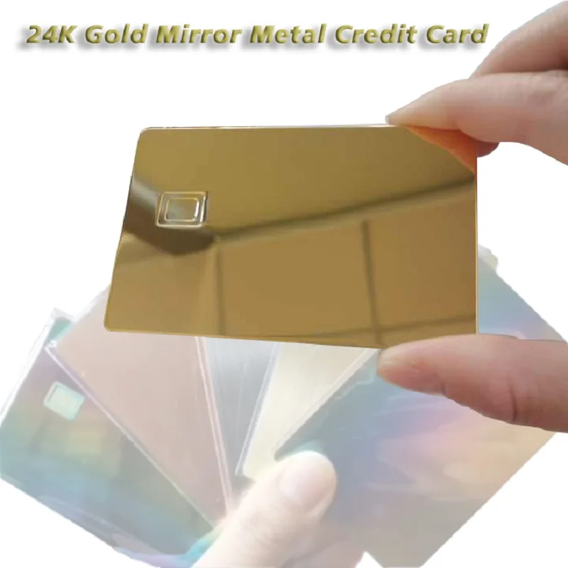 24k Mirror Credit Card Blank DIY 4442 Chip Slot with Hico 3 Track