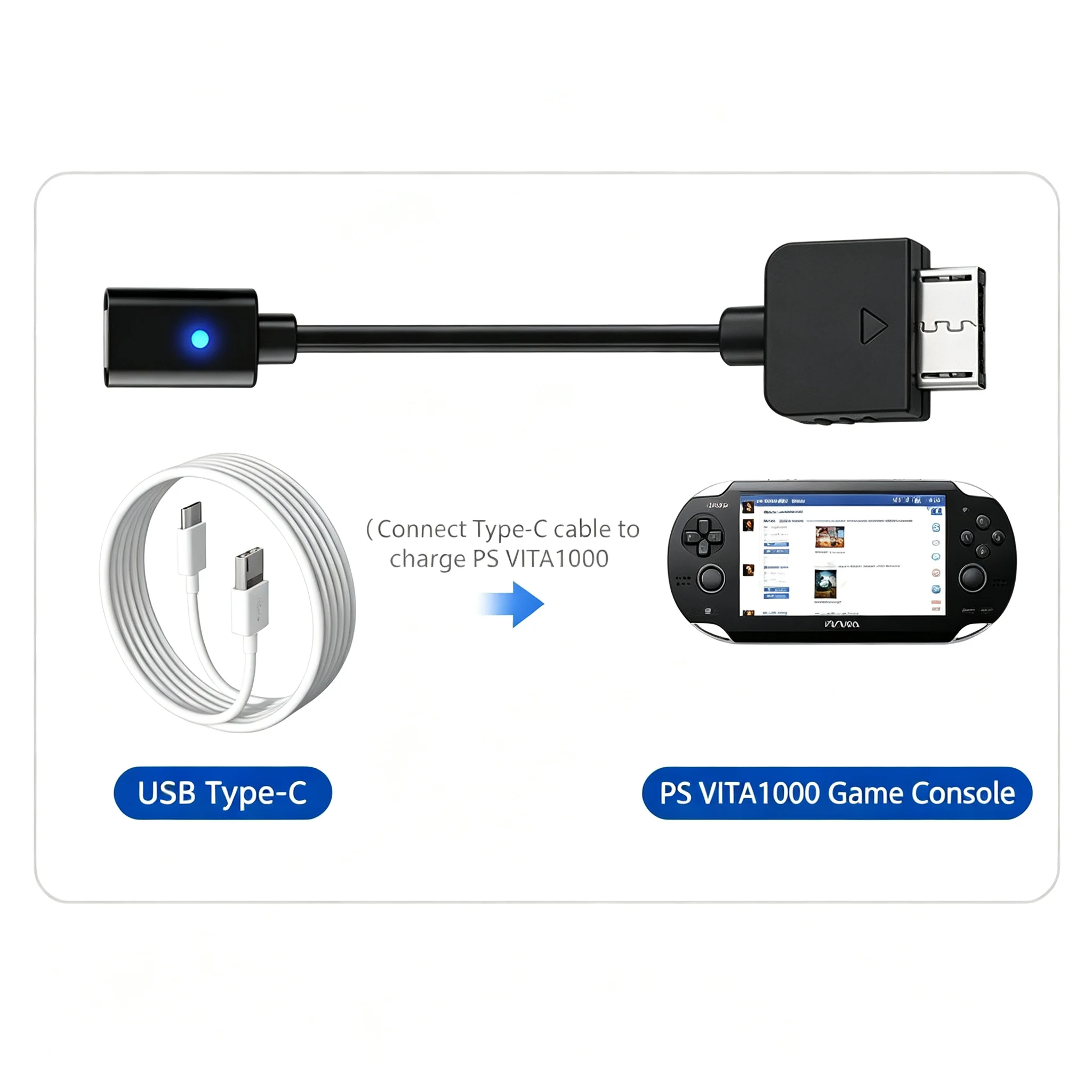 PS Vita 1000용 Type-C 여성용 충전 어댑터 플레이스테이션 PSVita 1000용 충전기 유형 C 케이블 어댑터 변환기