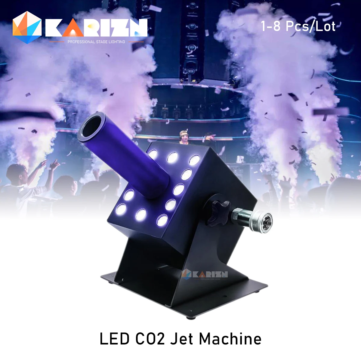 

0 Tax 1-8Pcs Led Co2 Jet Machine RGB 3in1 Led Lamp Sray Gas in/out Connection DMX 2 Channels 250W Disco Club Dancing Hall
