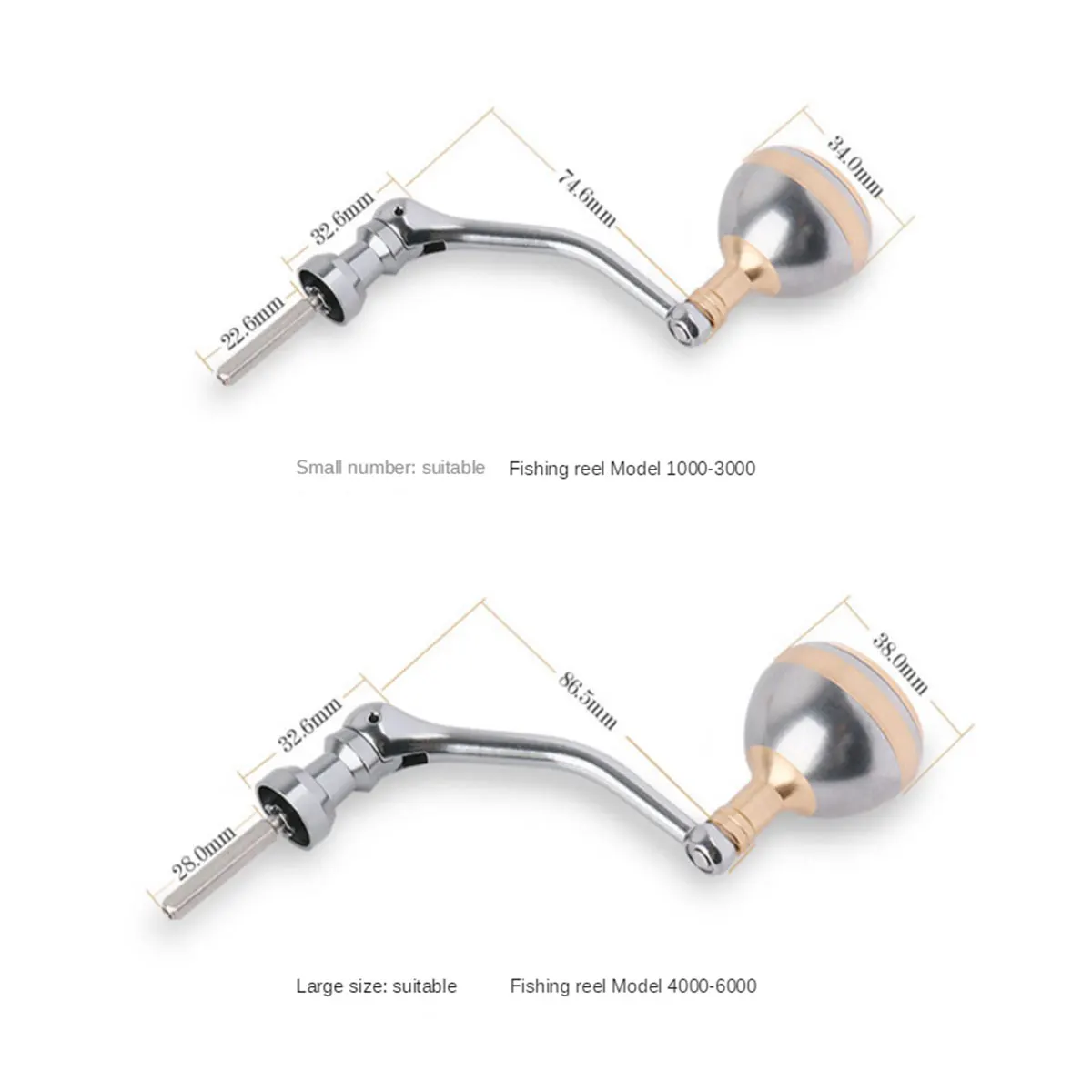 

All Metal Four Angle Shaft Rocker Fishing Reel Accessories Hand Held Pill Modification Reel Handle Silver Aluminum Alloy