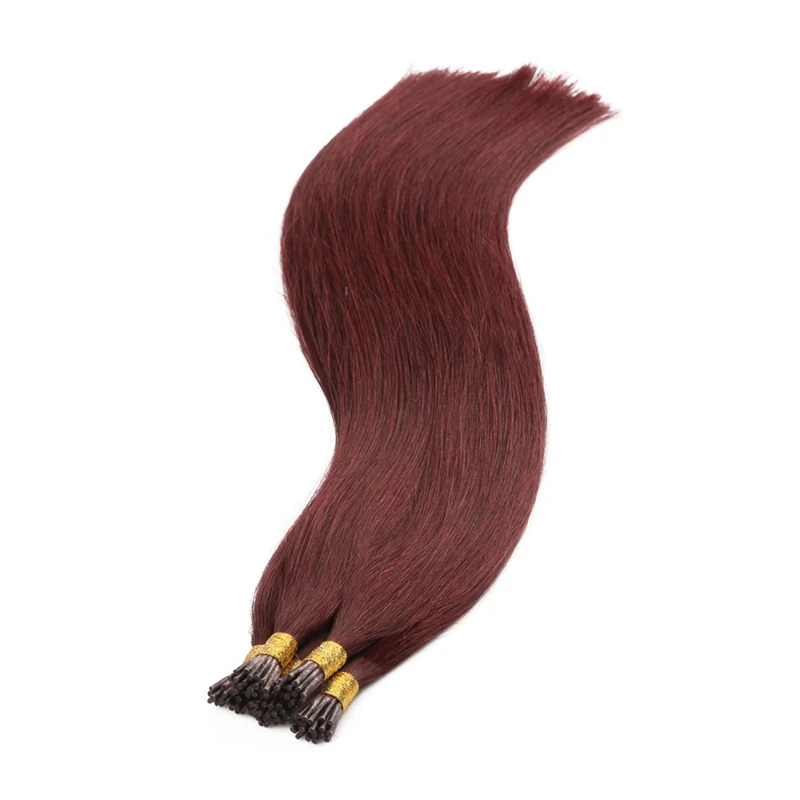 Top Quality Unprocessed I-tip Hair Pre-bonded Human Keratin Russian i tip human hair extensions 99 Straight I Tip Hair