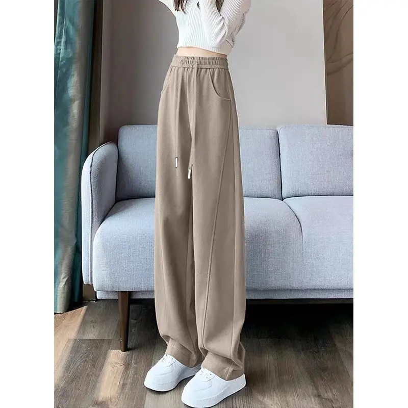 Women's Spring  Autumn New Fashion Elegant High Waist Solid Straight Pocket Casual Versatile Western Commuting Comfortable Pants