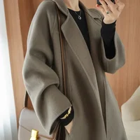 Double-Sided Woolen Coat Women's Long Over-Knee Loose plus Size High-End Woolen Trench Coat Autumn Winter New Arrival