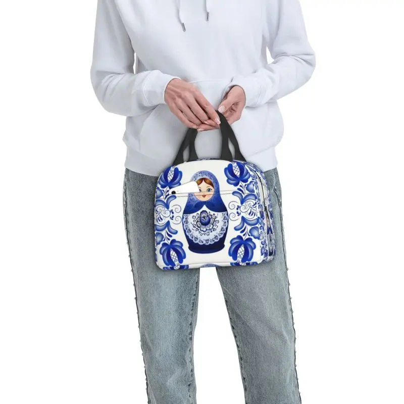Matryoshka 인형 러시아 러시아 민속 예술을위한 절연 점심 토트 백 Resuable Thermal Cooler Bento Box Kids School Children