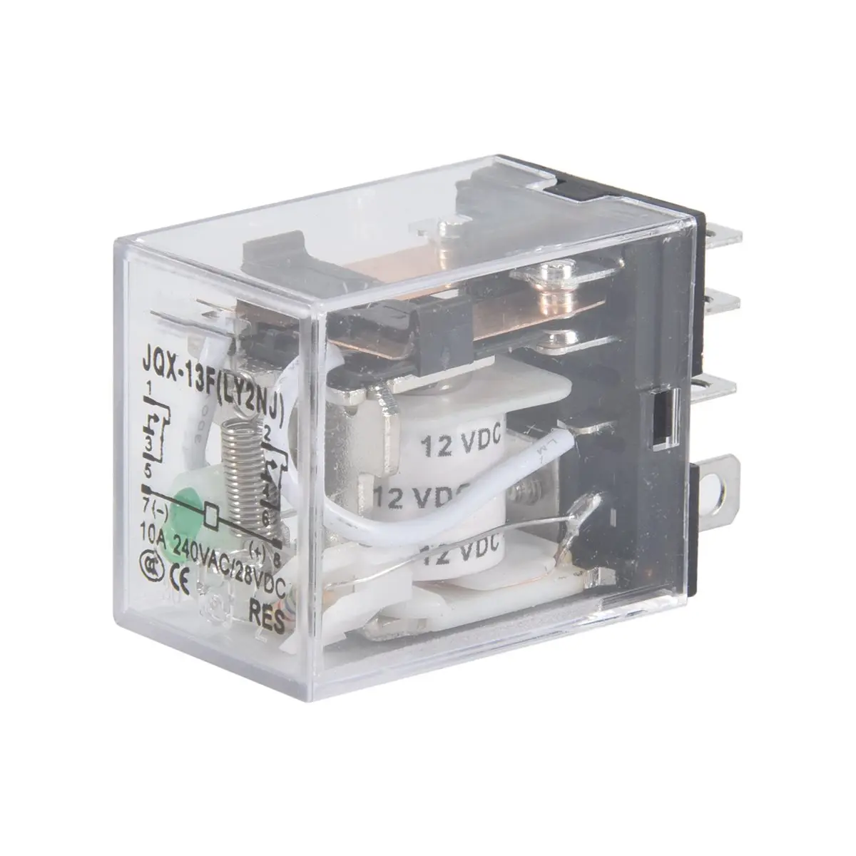 DT60 JQX-13F LY2 DC 12V 코일 8핀 DPDT 녹색 LED 전자기 릴레이