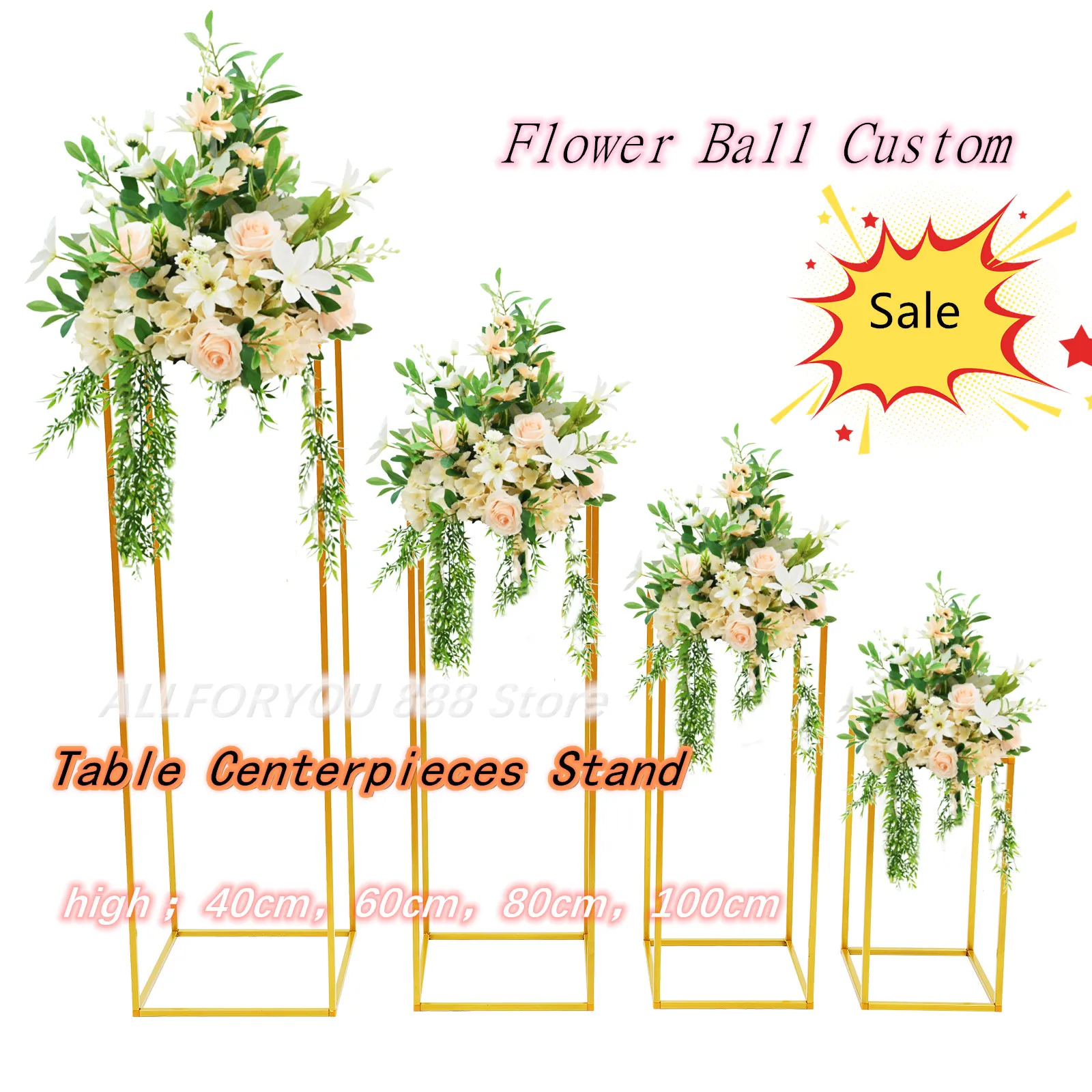 

Wedding Stand 4pcs Flower Rack 40cm 60cm 80cm 100cm Centerpieces Vase for Table Gold