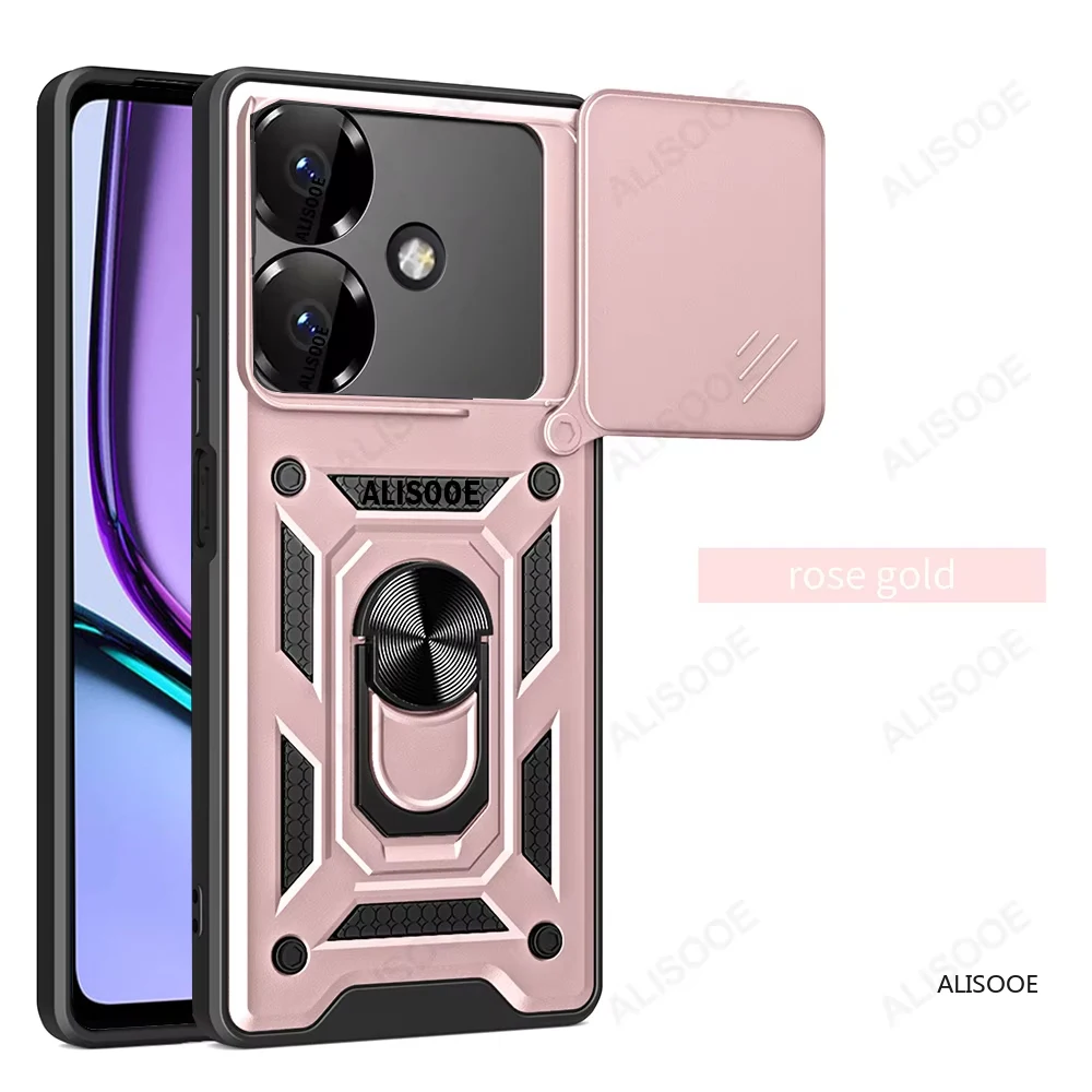 Slide Camera Cover with Lens Ring Stand - Shockproof Protective Case
