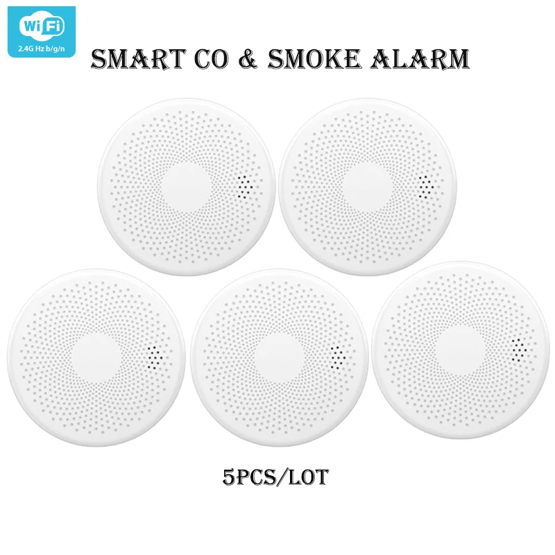 Combination Smoke and Carbon Monoxide Detector Photoelectric Sensor 85dB Fire Device CO Alarm Tuay Smart Life Message Push Alert panic alarm for home Alarms & Sensors