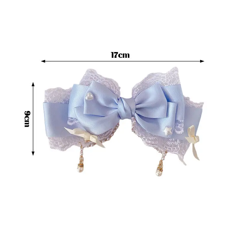 Lolita Bow Lace Hair Clip Headpiece Cosplay Headwear Women Hair Accessories Lolita Handmade Lace Pearl Band Headband Bow hair accessory hair clip hair headdress bridal headwear