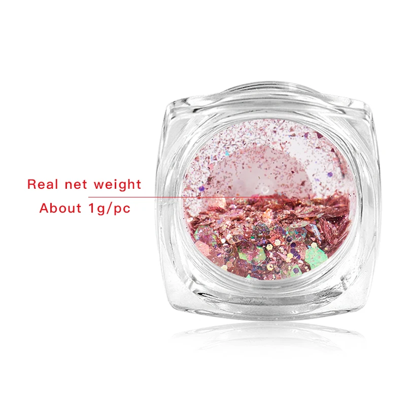 Mtssii 3D Mixed Hexagon 8 Color Nail Dust Sets Holo Glitter Sequins Flakes Manicure Decoration Nail Art Tips
