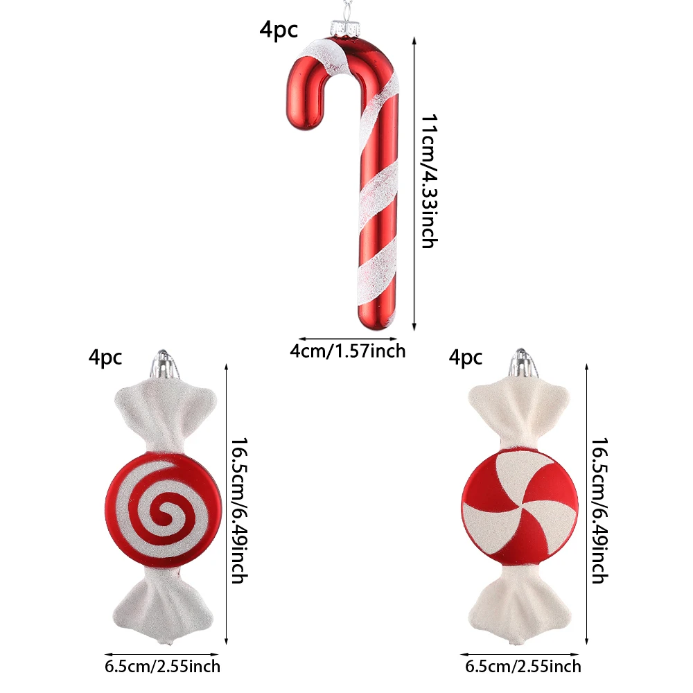 thumbnail image 1 of 4/14pcs Christmas Hanging Candy Ball Candy Cane Pendant Red White Candy Lollipop Christmas Tree Decor Home New Year Navidad 2023, 1 of 5