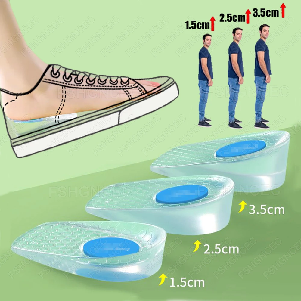 Silikon Höhe Erhöhen Einlegesohle Mann Frau Ferse Lift Einsatz Weiche Gel Schuhe Pads Unsichtbare Erhöhung Vorlage Unisex Fuß Pads – Detail 10