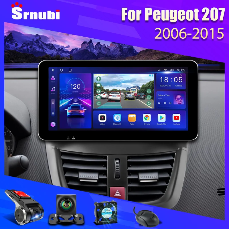 Srnubi 10.3" Newest Android 11 Car Radio For Peugeot 207 2006 2015 2Din
