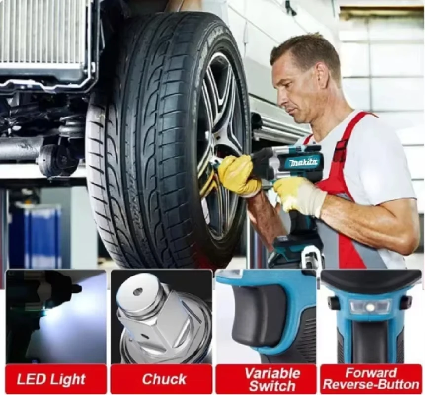 Makita DTW700 1000N.m Cordless Impact Wrench Brushless Electric Wrench Screwdriver Large Torque Auto Repair Power Tools 6